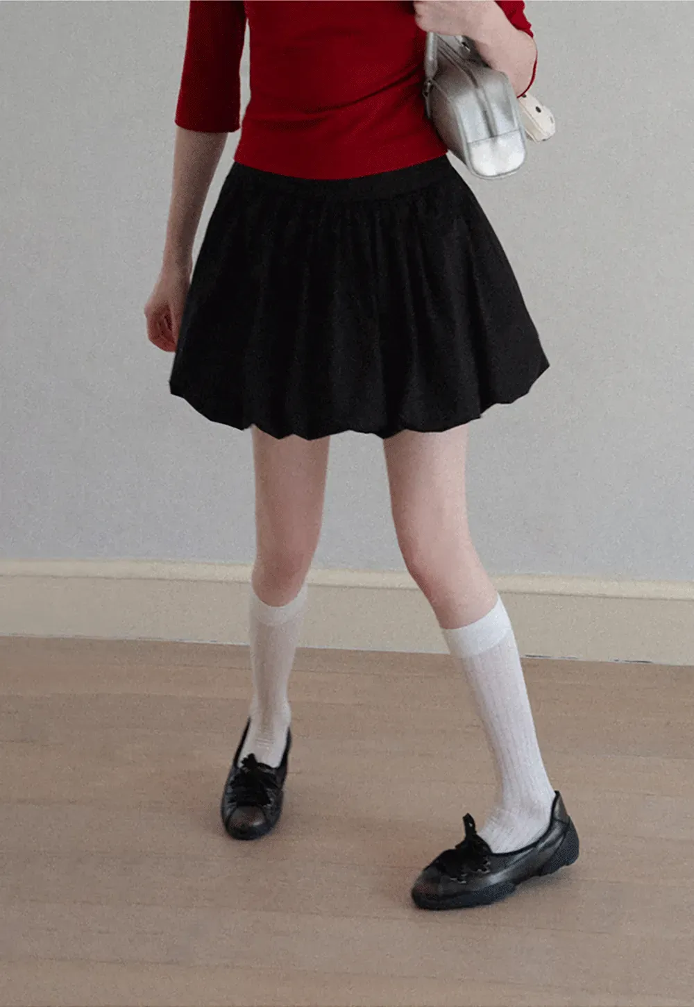 Pleated A-line Skirt with Elastic Waistband