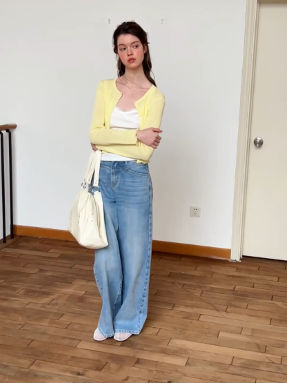 High Waist Wide Leg Denim Jeans