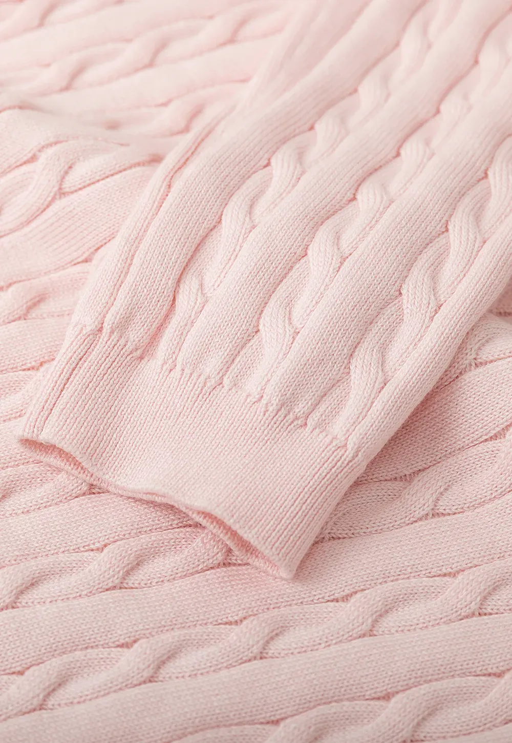 Cable Knit Long Sleeve Polo Neck Cropped Sweater