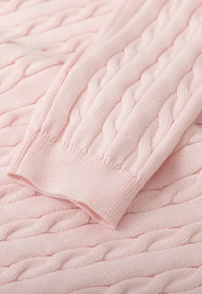 Cable Knit Long Sleeve Polo Neck Cropped Sweater