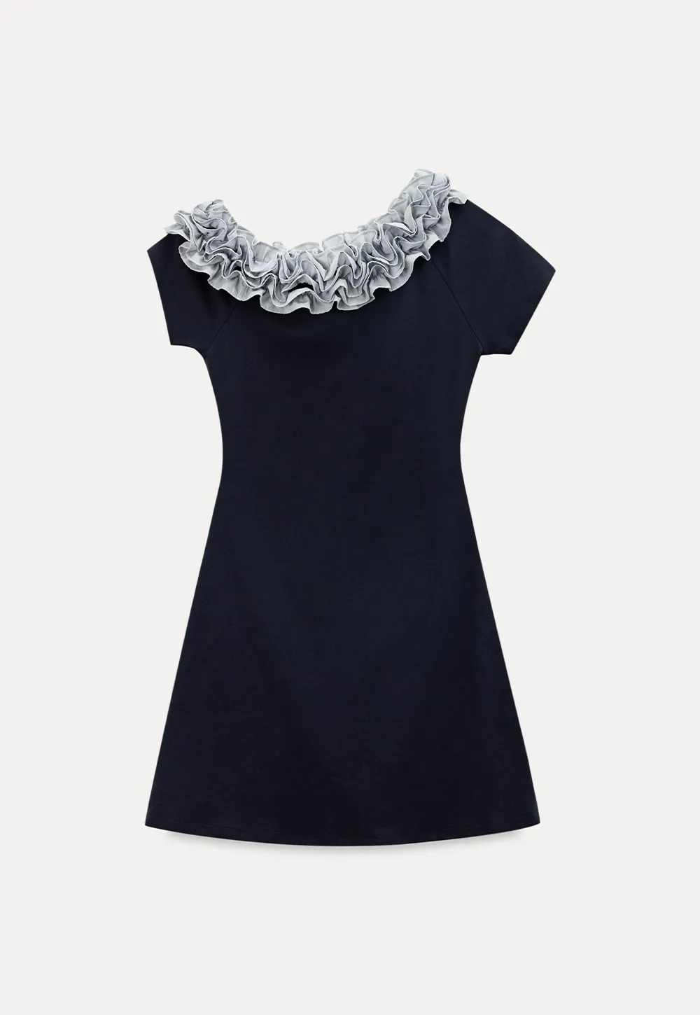 Short Sleeve Dress with Ruffled Off Shoulder Detail