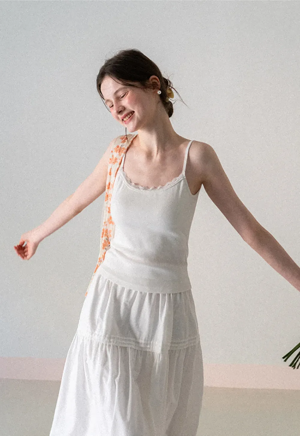 Lace Trimmed Sleeveless Camisole Top