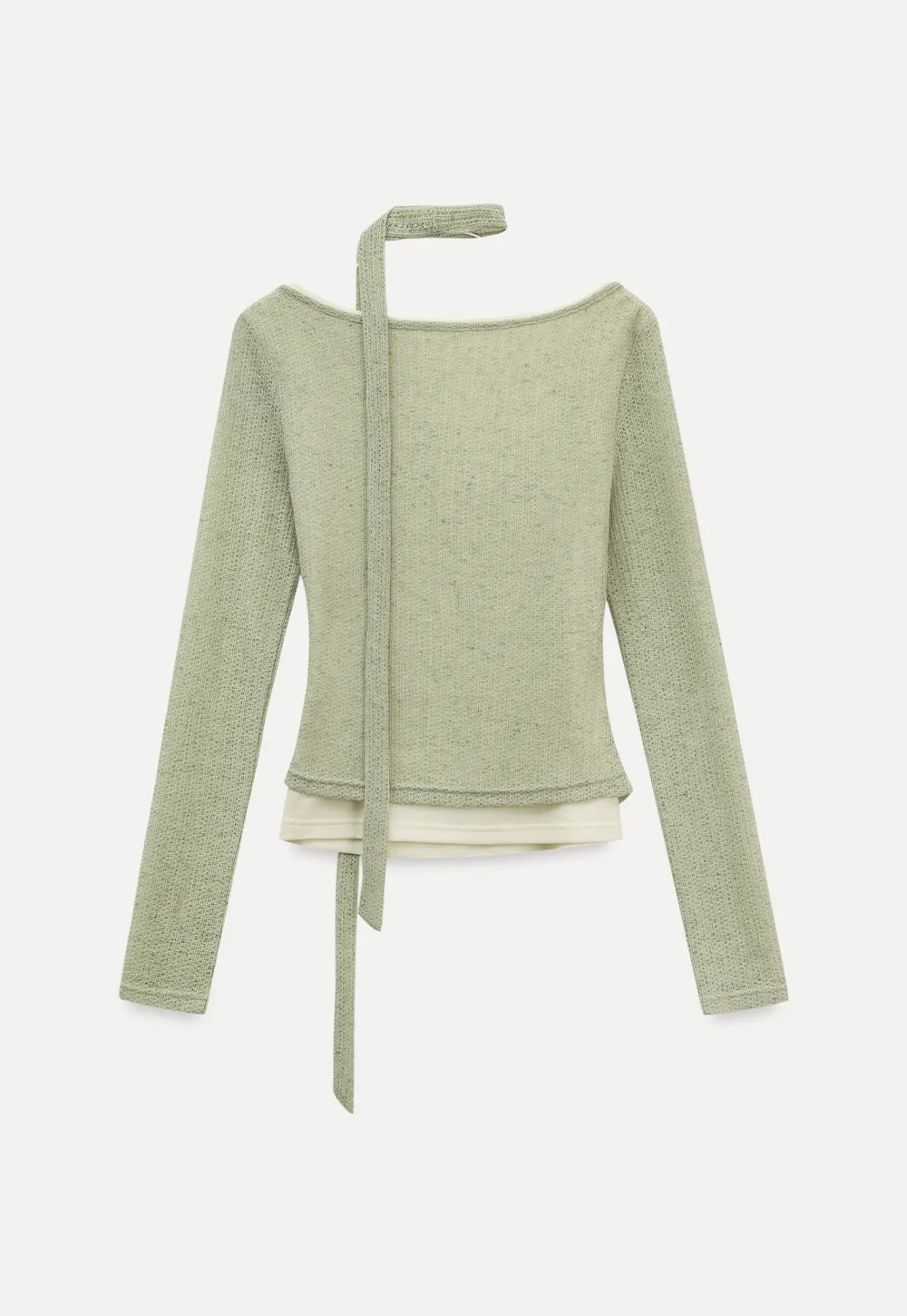 Long sleeve knit top with back tie detail