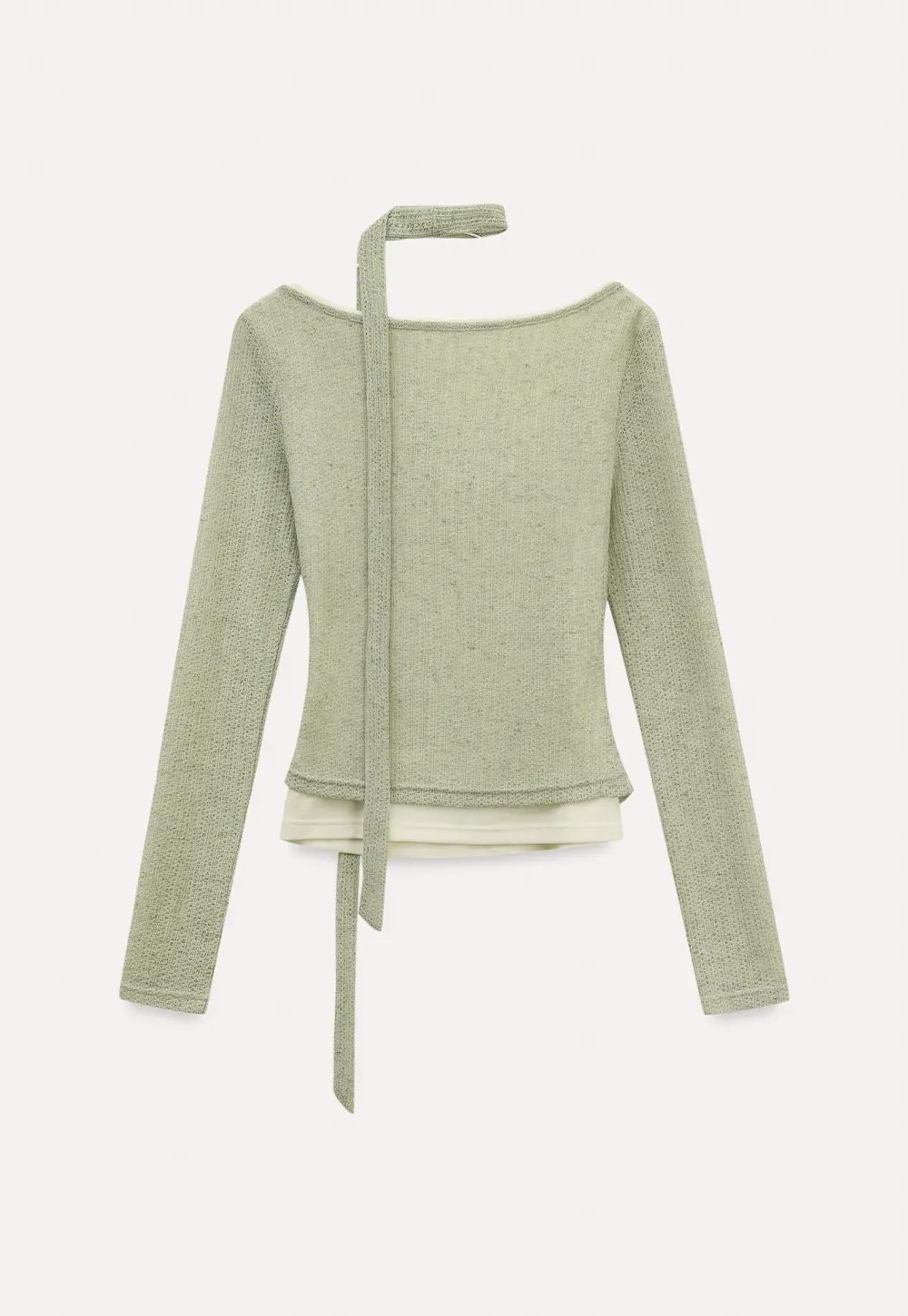 Long sleeve knit top with back tie detail