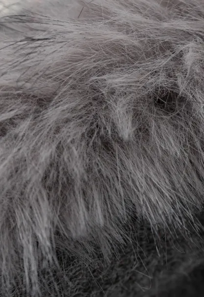 Patterned Sweater Cardigan with Fur Trim