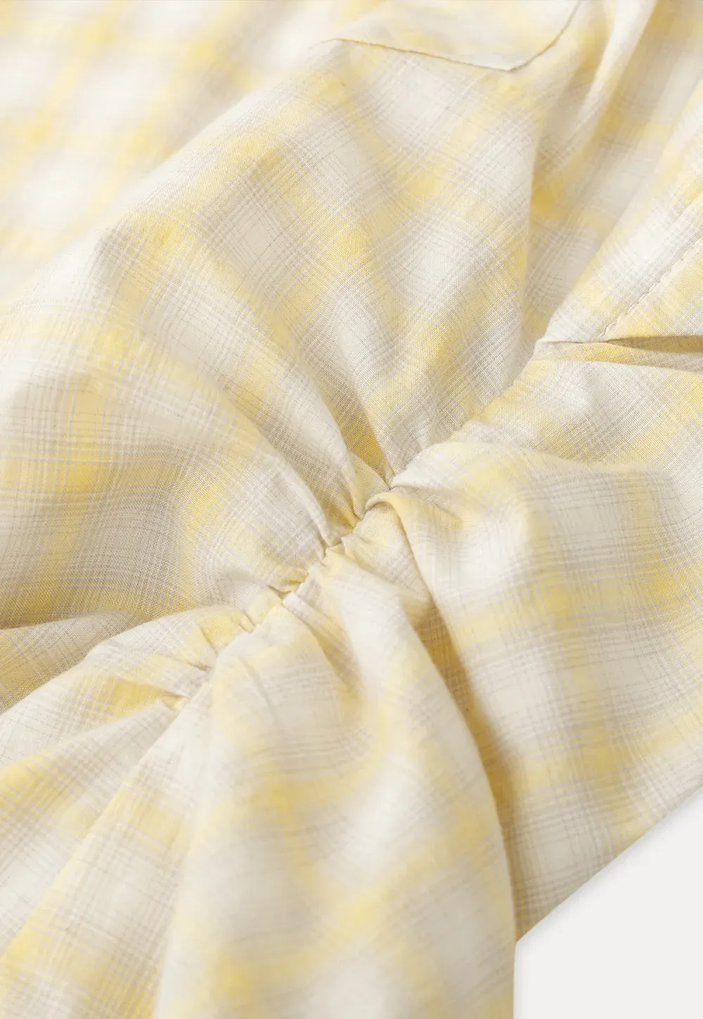 Checkered Shirt with Short Sleeves and Pleated Back