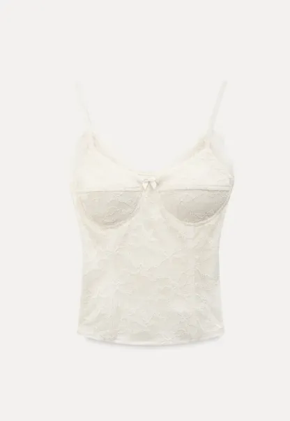 Lace Trimmed Corset Style Tank Top