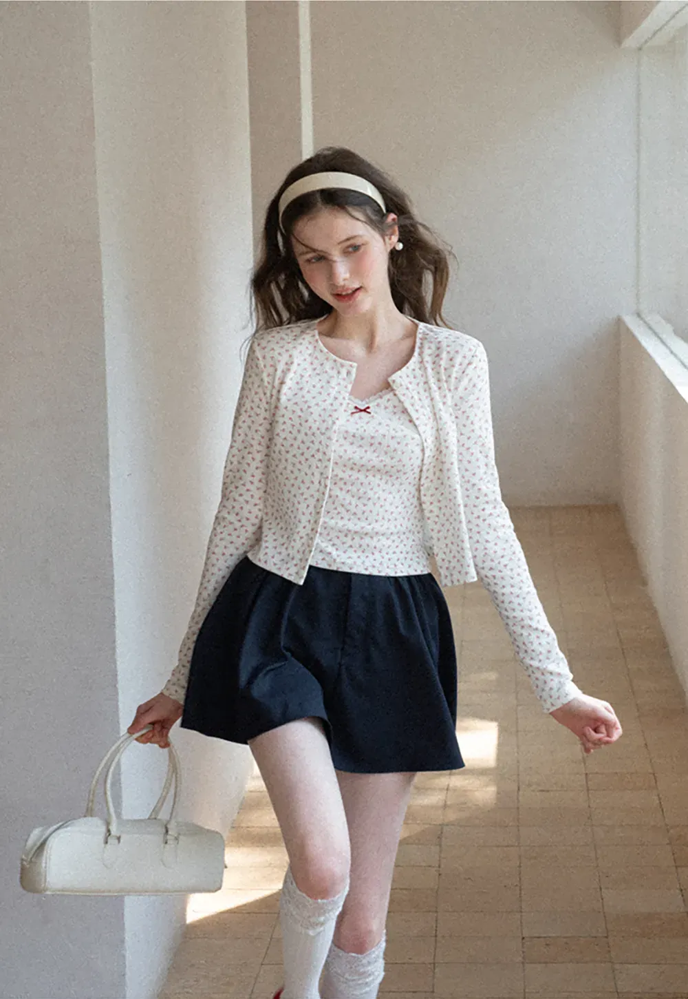 Pleated A-line Mini Skirt with Waistband