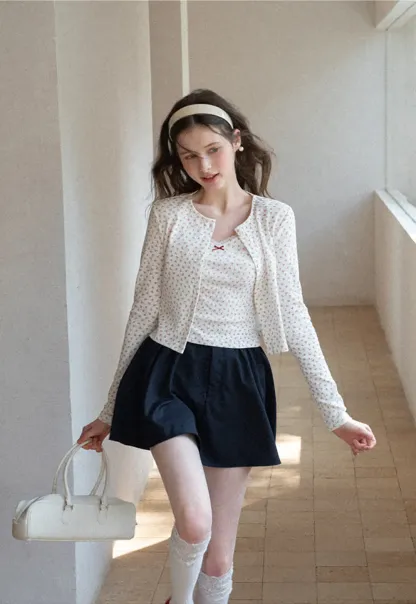 Pleated A-line Mini Skirt with Waistband