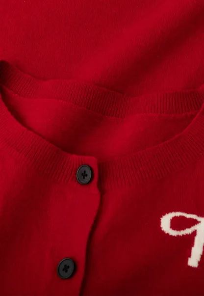 Woolen knit sweater with horse and bow motifs