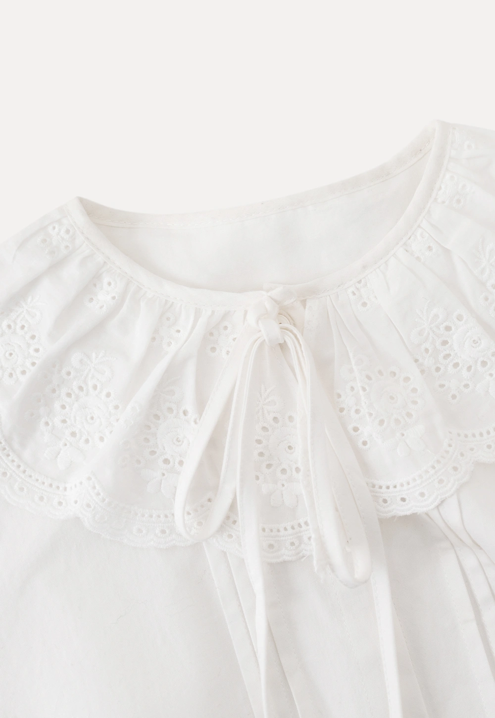 Vintage Style White Blouse with Lace Trim