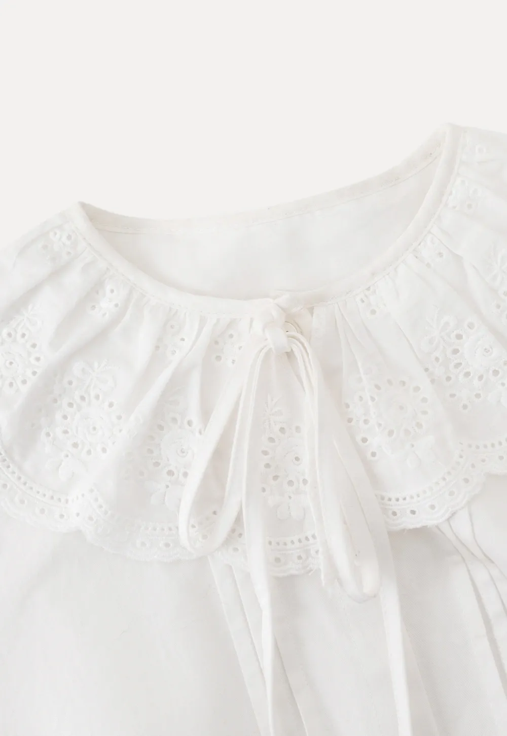 Vintage Style White Blouse with Lace Trim