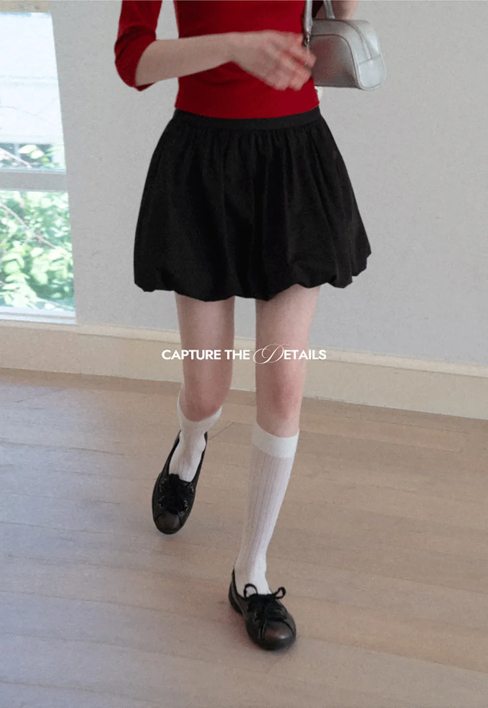 Pleated A-line Skirt with Elastic Waistband