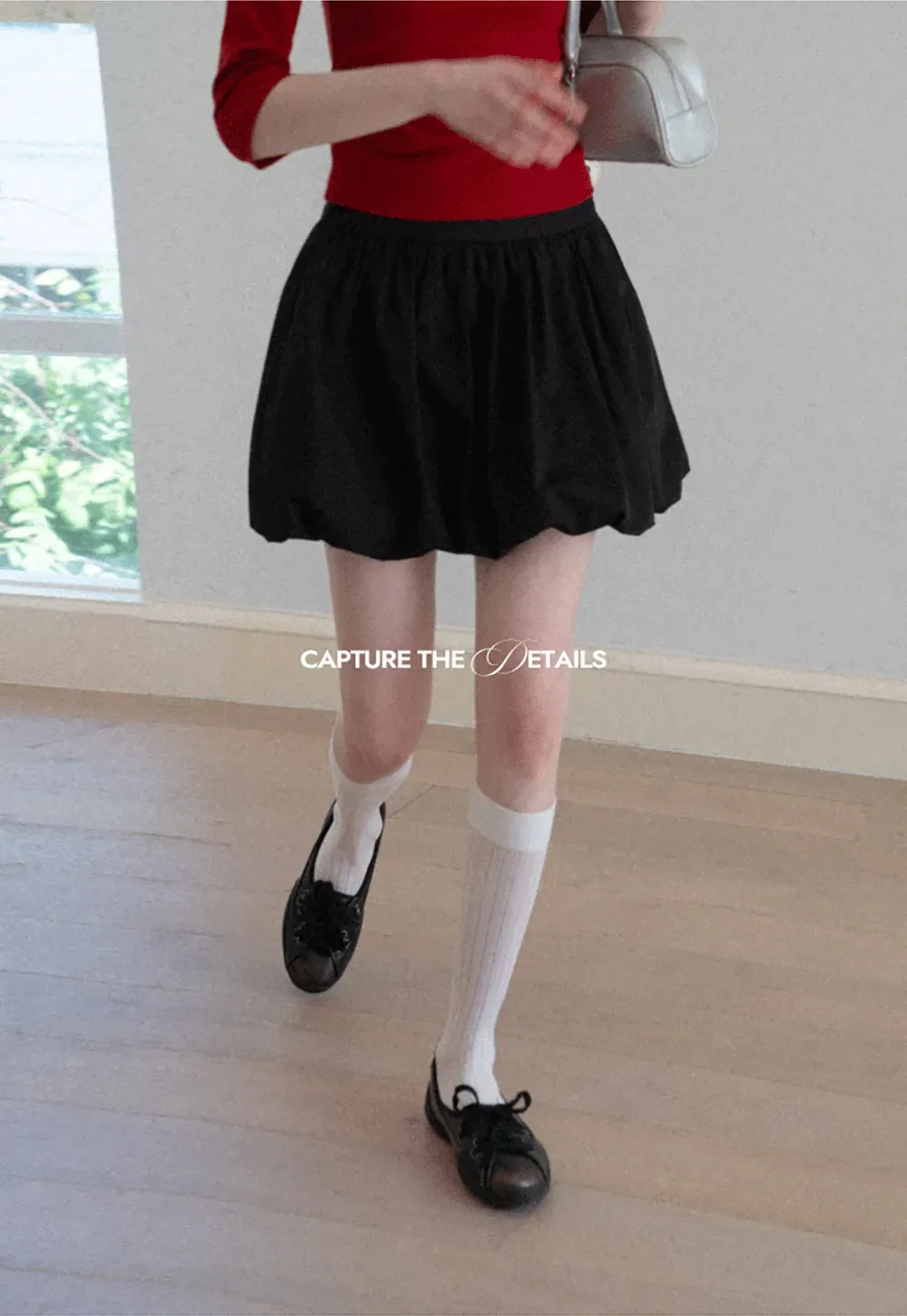 Pleated A-line Skirt with Elastic Waistband