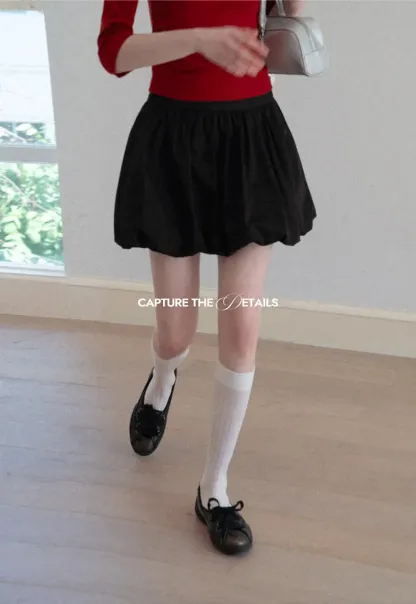 Pleated A-line Skirt with Elastic Waistband