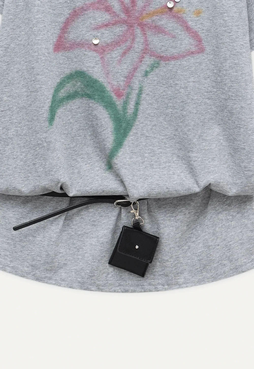 Off Shoulder Tee with Belt and Sequins