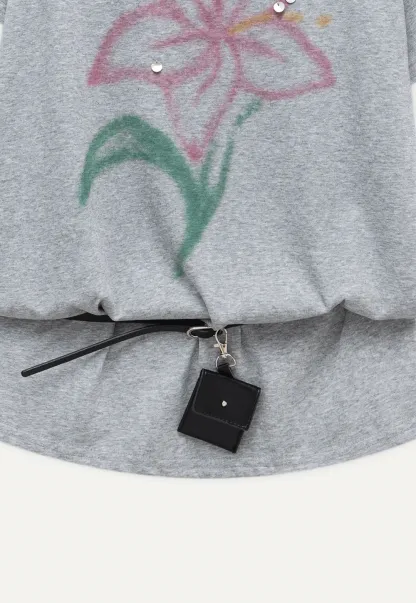 Off Shoulder Tee with Belt and Sequins