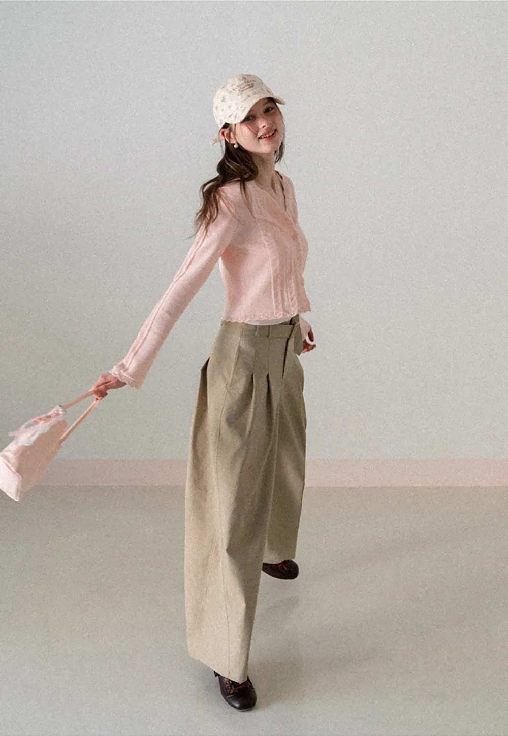 Long Sleeve Knit Sweater with Lace Trim