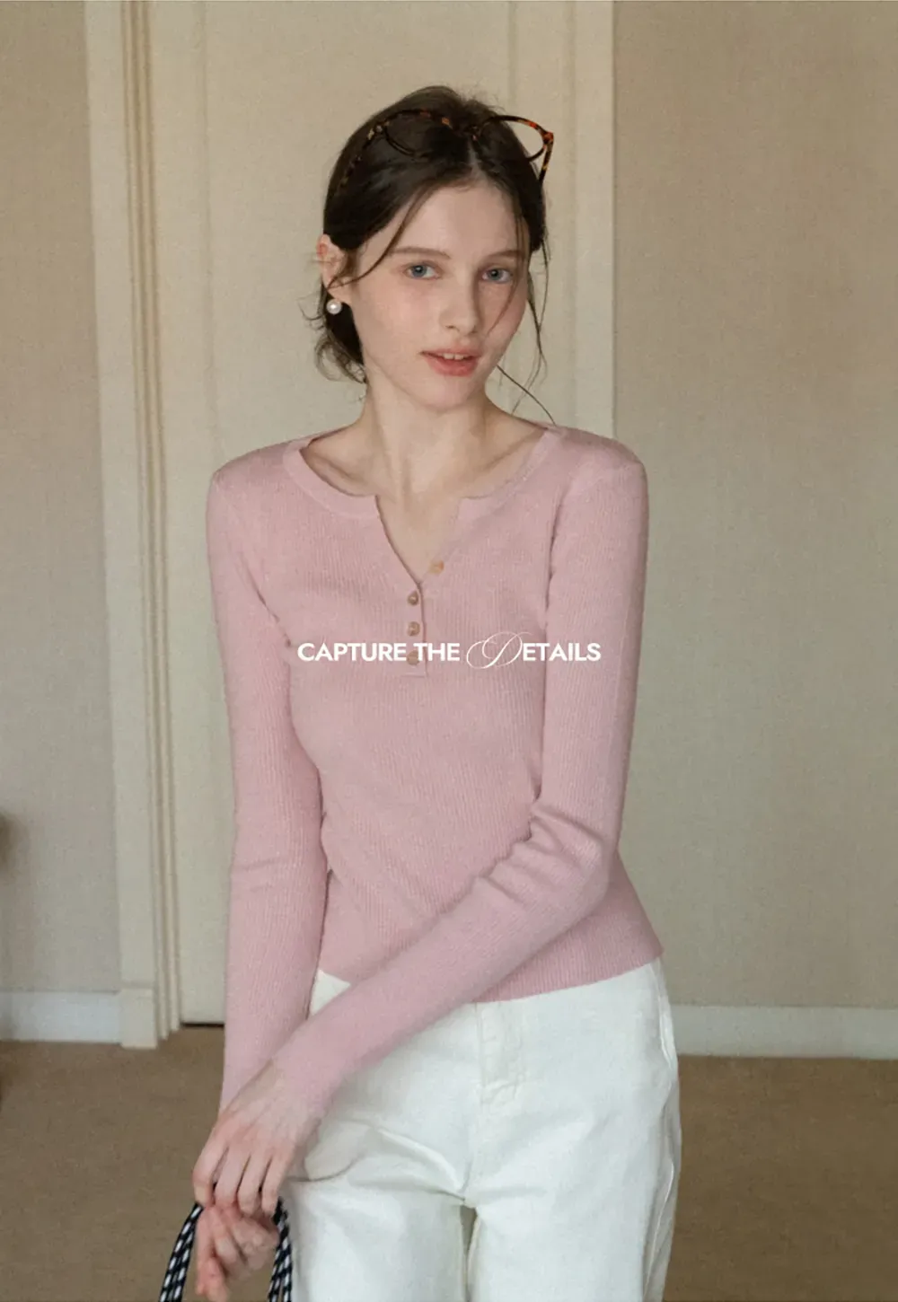 Elegant Henley Knit Top with Button Detail