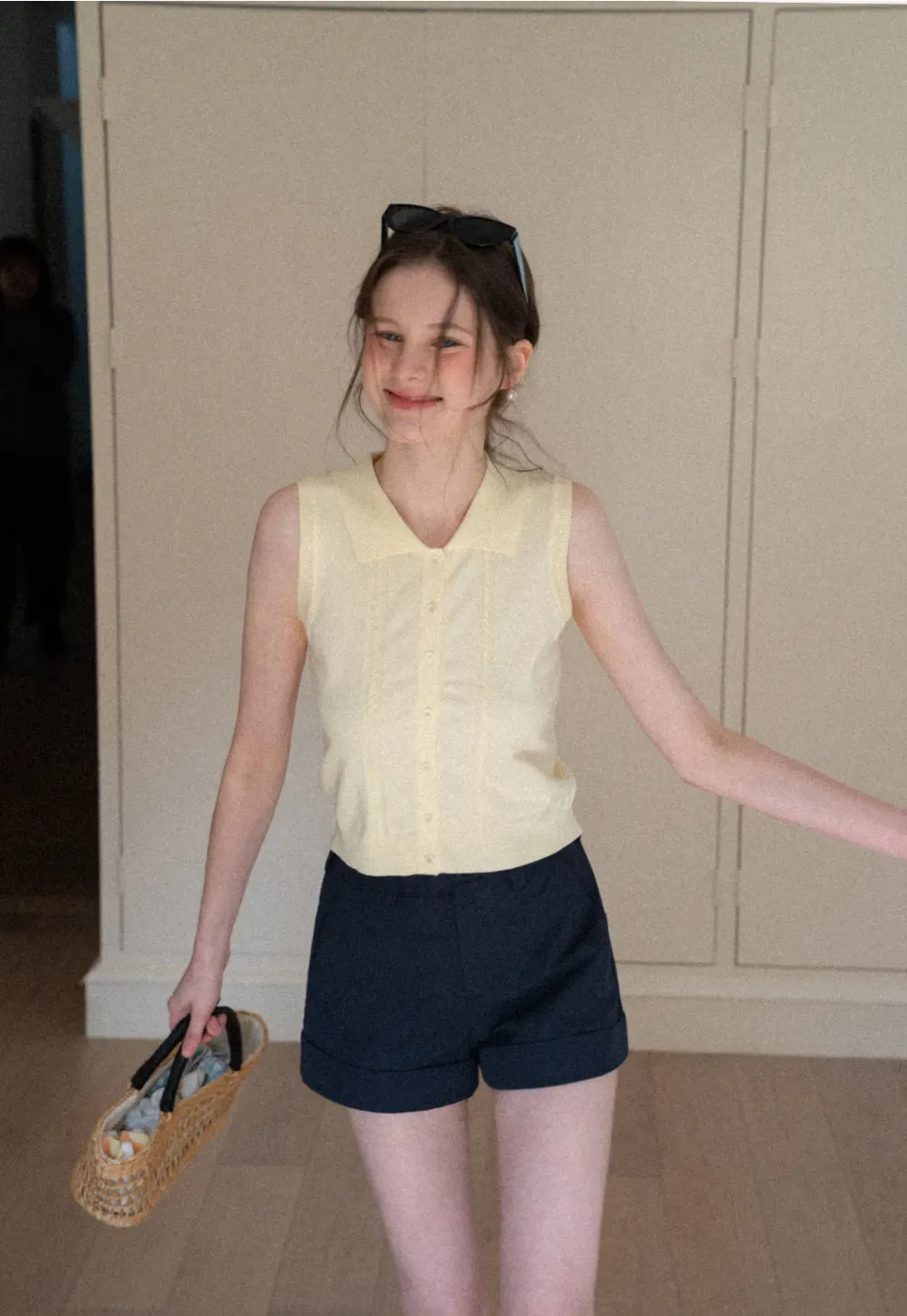 Cropped Tailored Shorts with Cuffed Hem