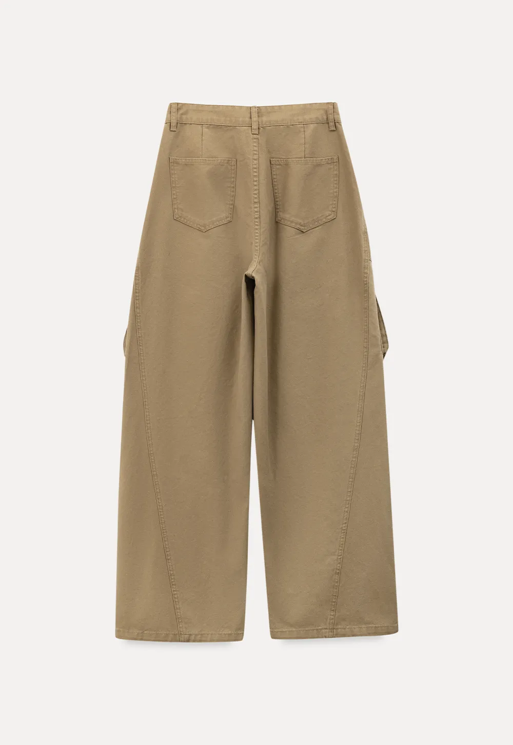 Wide leg utility pants with back pockets and side seams