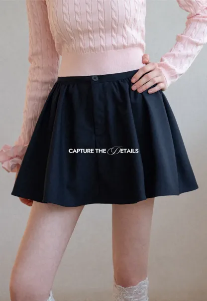 Pleated A-line Mini Skirt with Waistband