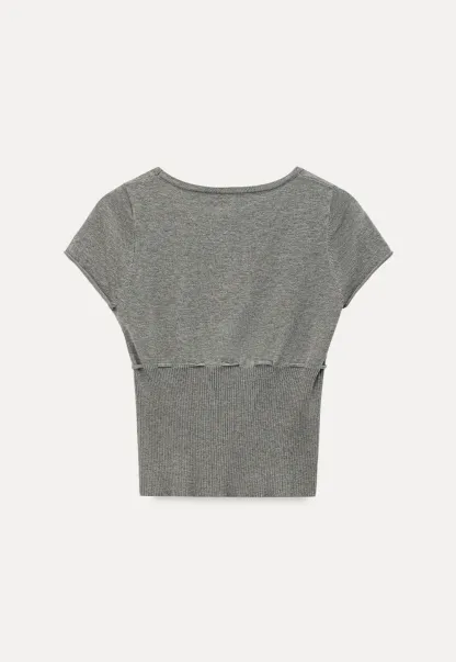 Short Sleeve Knit Cardigan with Front Buttons and Waist Tie