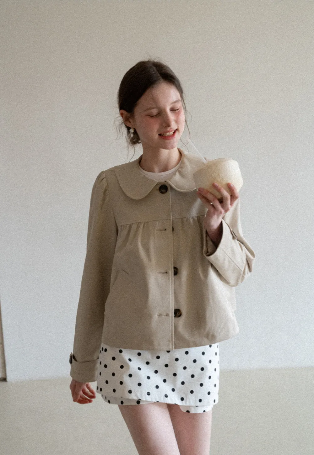 Short Jacket with Peter Pan Collar and Buttons
