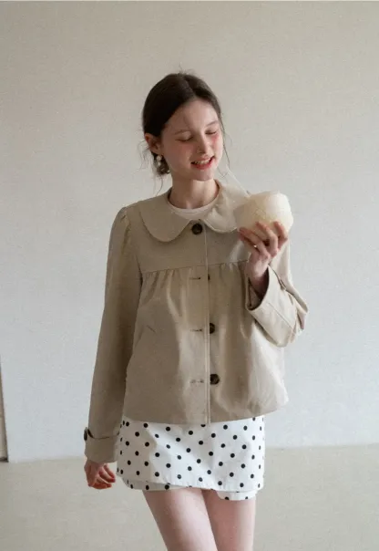 Short Jacket with Peter Pan Collar and Buttons