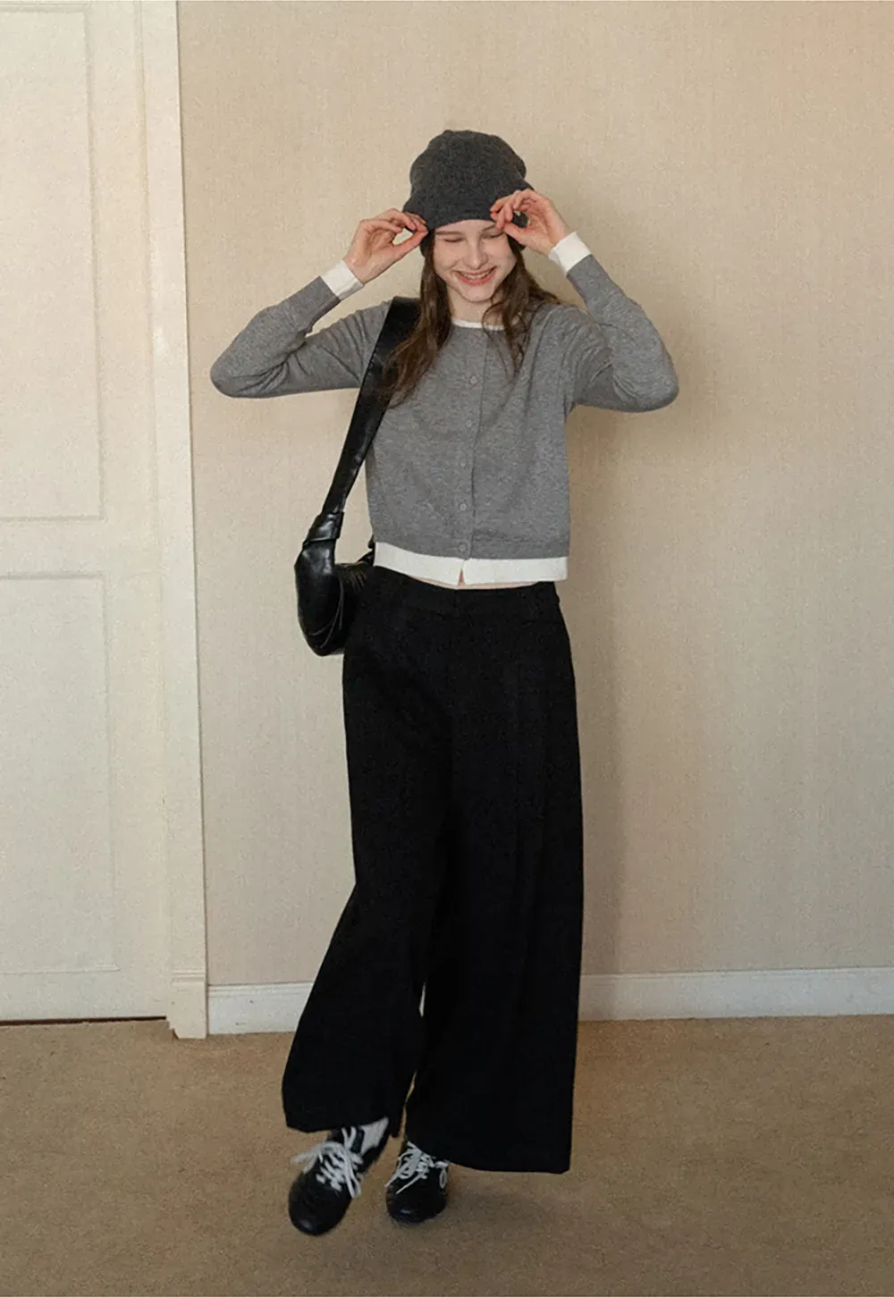 Elegant Round Neck Knit Sweater with Button Detail