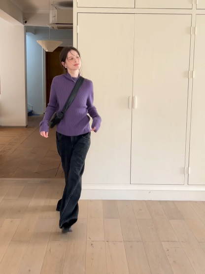 Women Ribbed Turtleneck Sweater for Fall