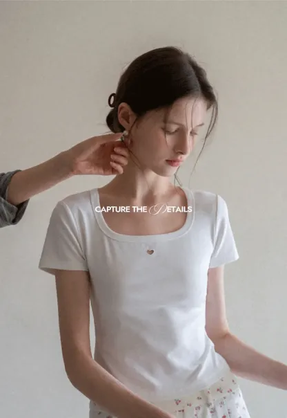 Short Sleeve Crop Top with Square Neckline