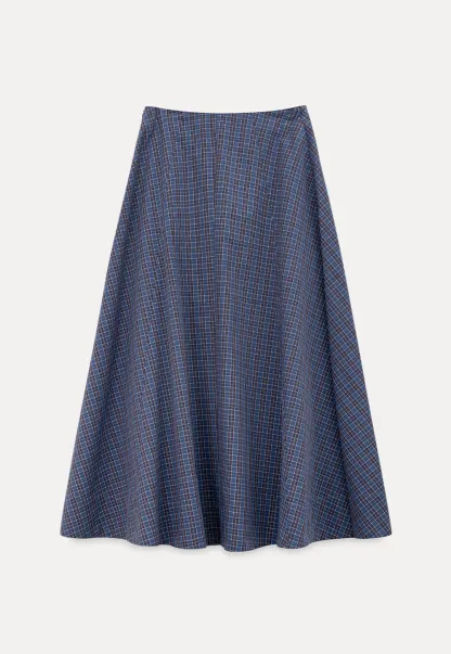Plaid A-line Midi Skirt