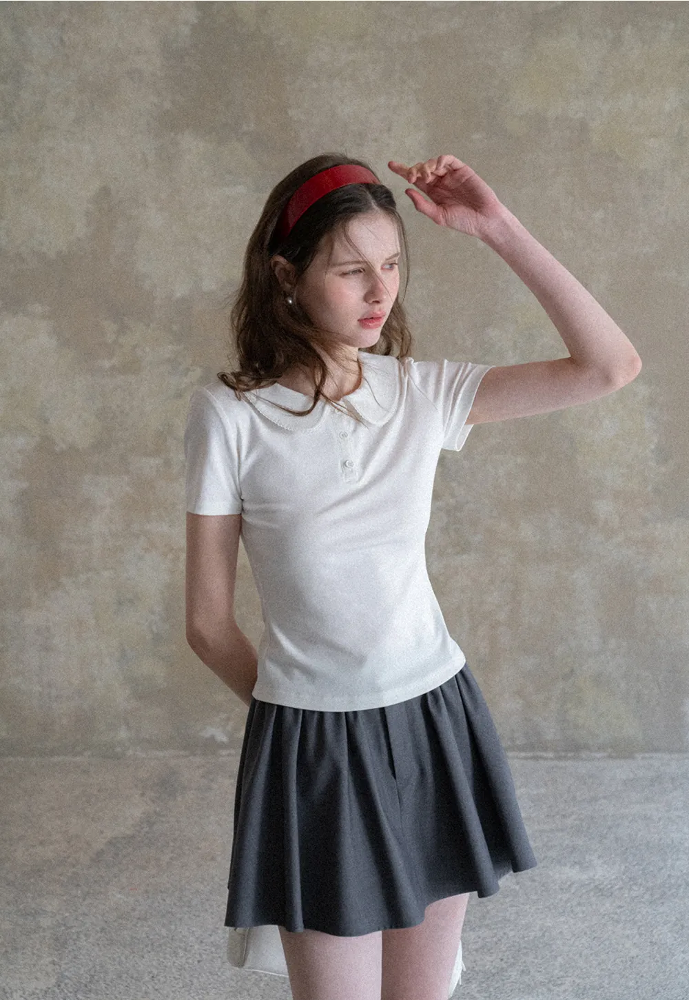 Short Sleeve Collared Button Front T Shirt