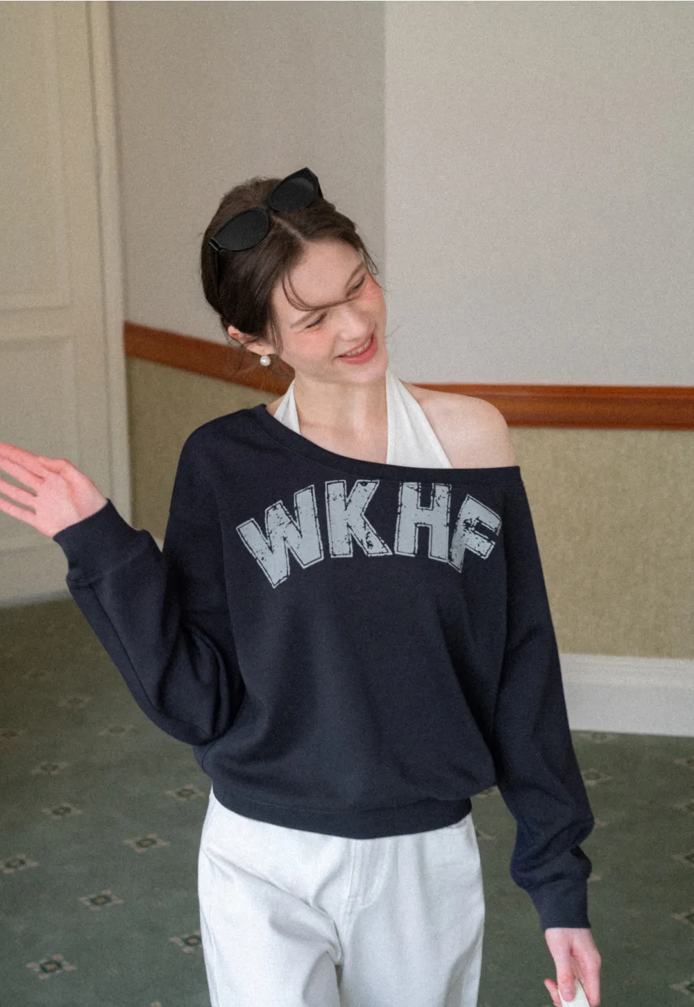 Off Shoulder Sweatshirt with Halter Top