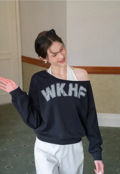 Off Shoulder Sweatshirt with Halter Top