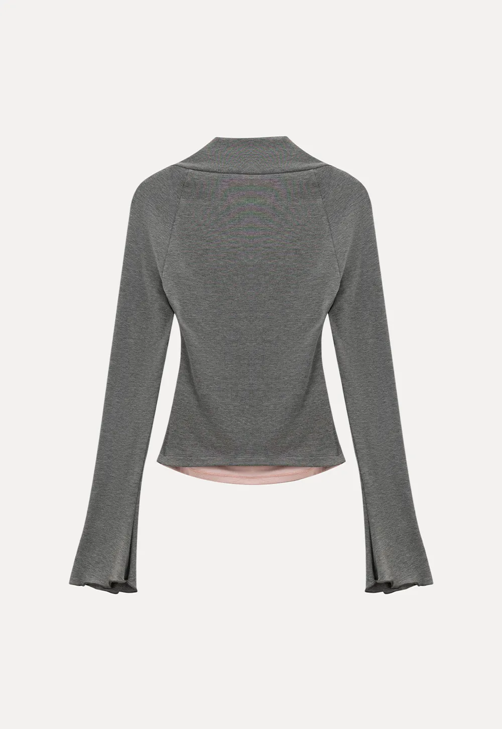 Polka dot long sleeve top with square neckline