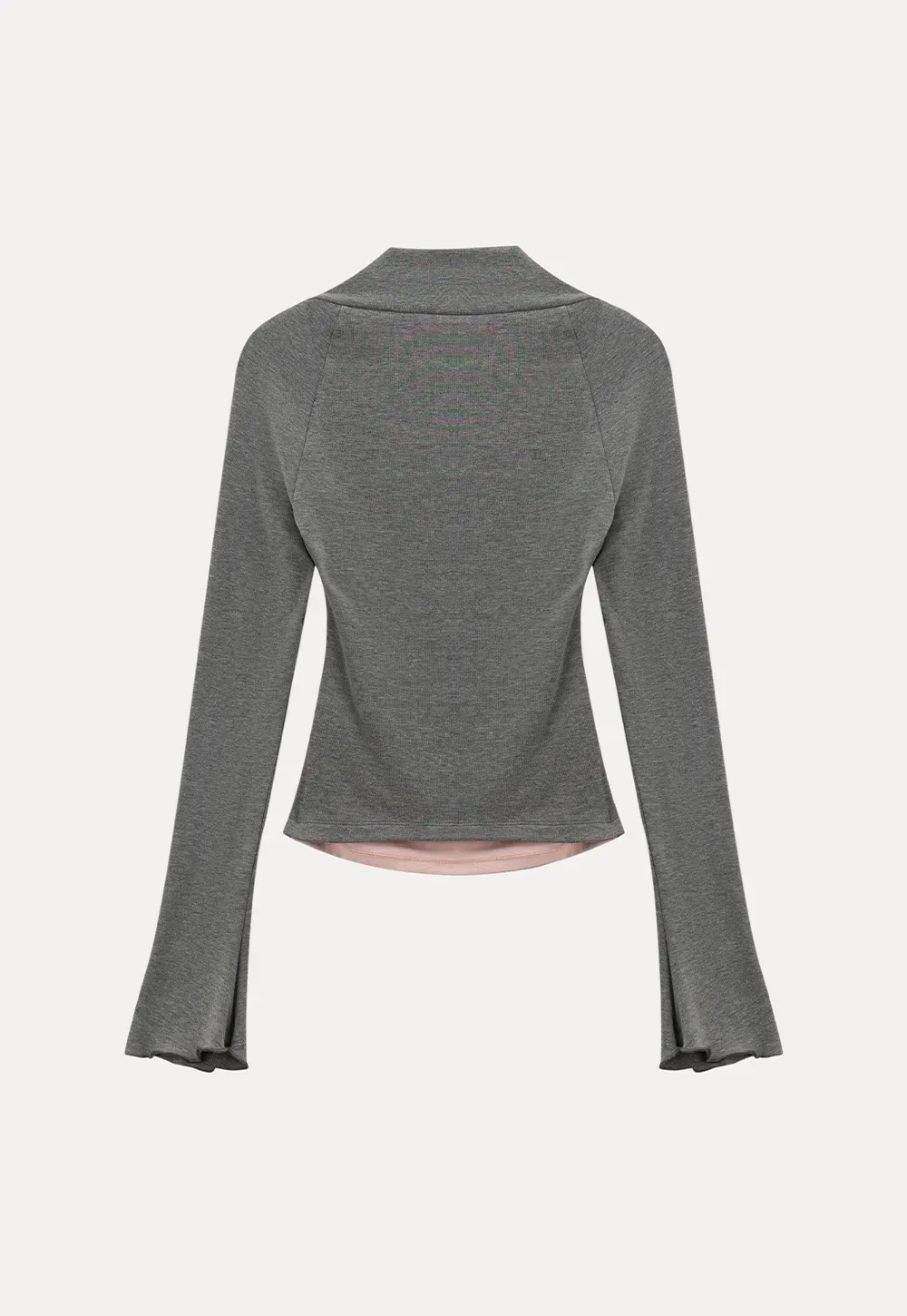 Polka dot long sleeve top with square neckline