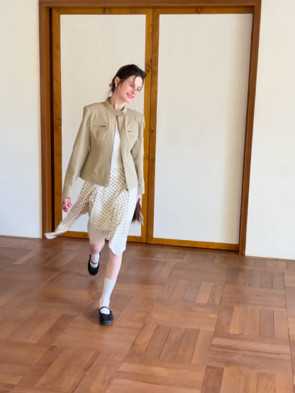 Polka Dot Asymmetrical Midi Skirt