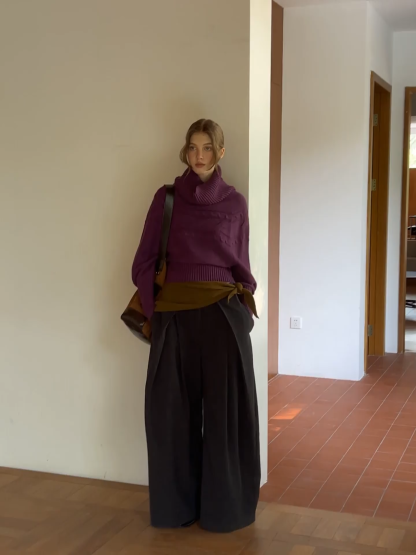 Women Ribbed Turtleneck Sweater