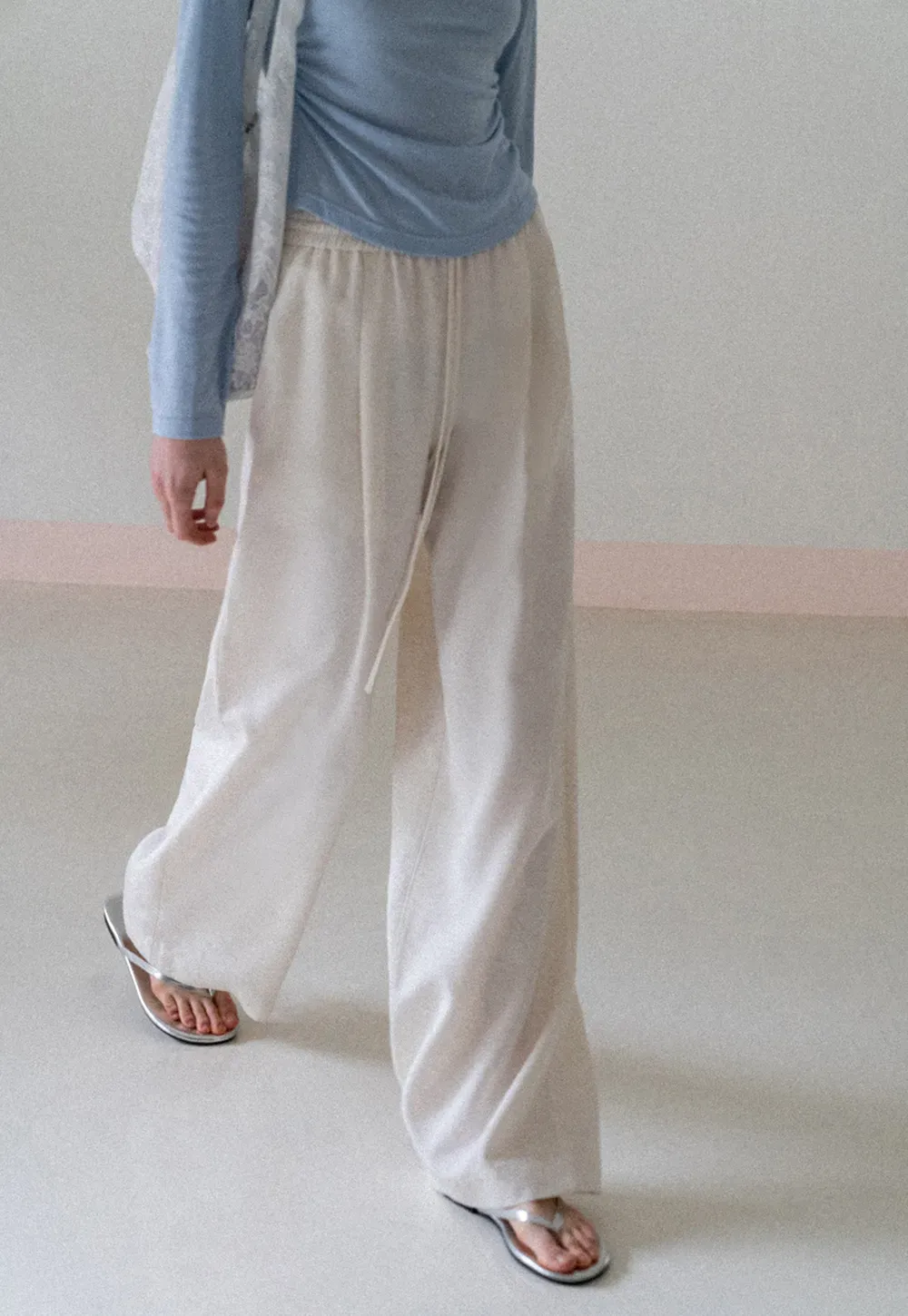 Wide Leg Drawstring Casual Pants