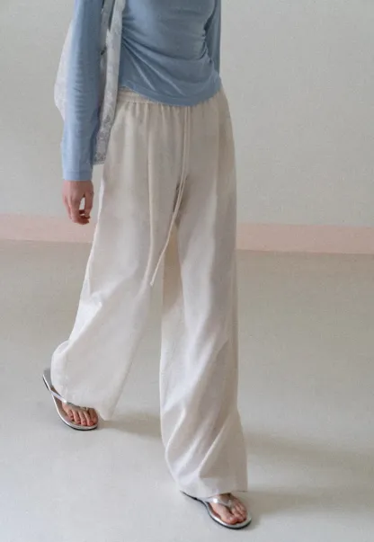Wide Leg Drawstring Casual Pants
