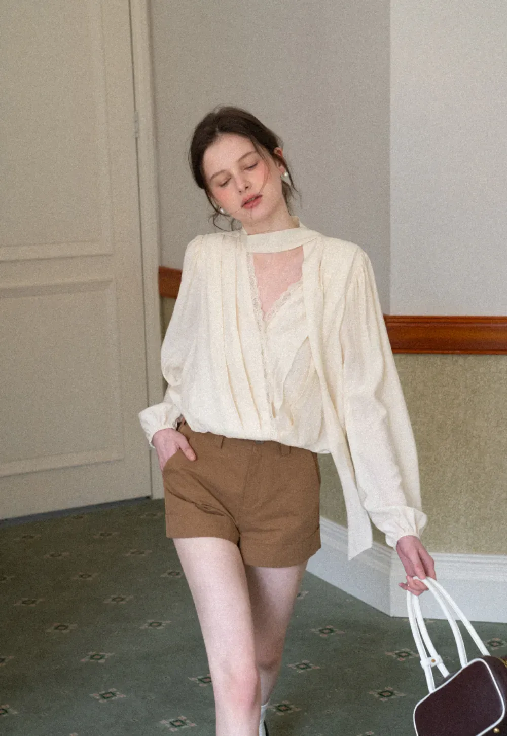 Cropped Tailored Shorts with Cuffed Hem