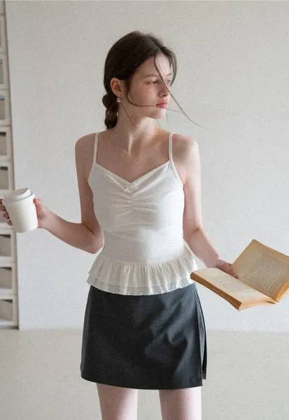 floral peplum tank top with ruffle hem