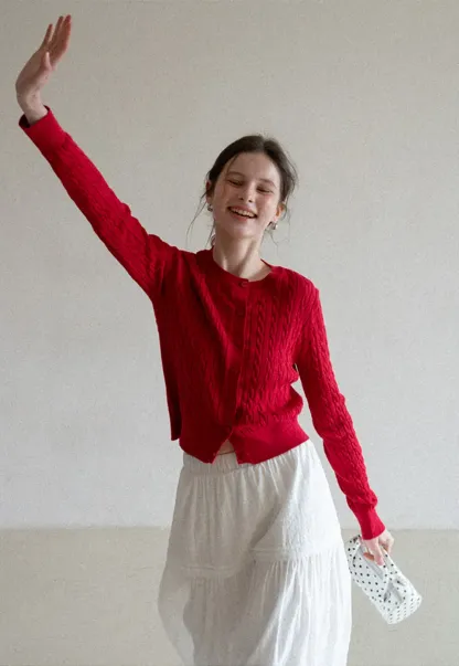 Cable Knit Long Sleeve Sweater Top