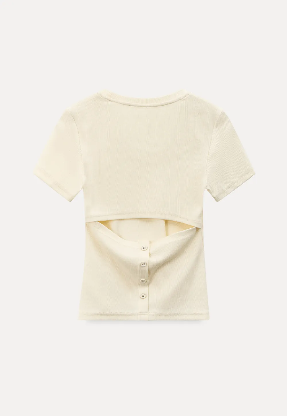 Short Sleeve Crop Top with Back Buttons