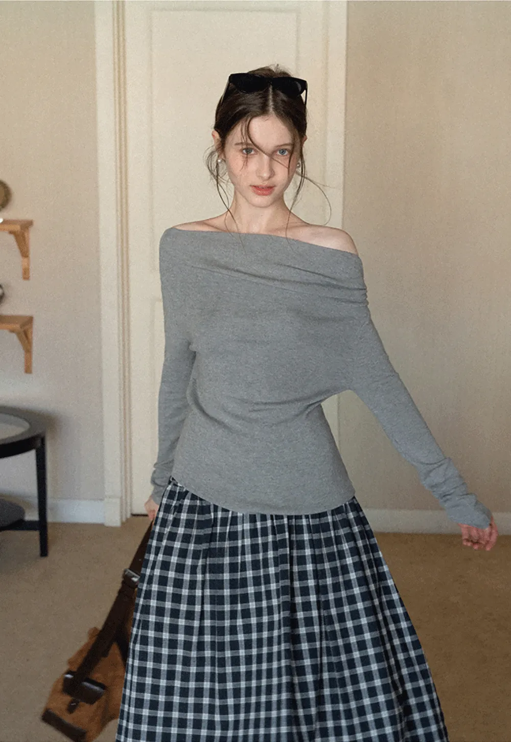 Elegant Off Shoulder Knit Top with Asymmetrical Design