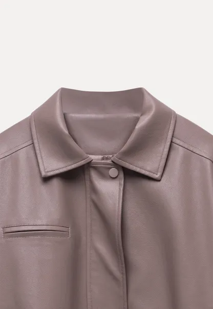 Women's Faux Leather Bomber Jacket