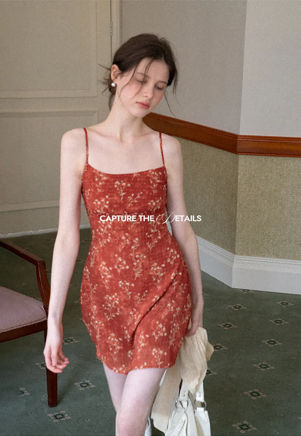 Floral Print Slip Dress with Thin Straps