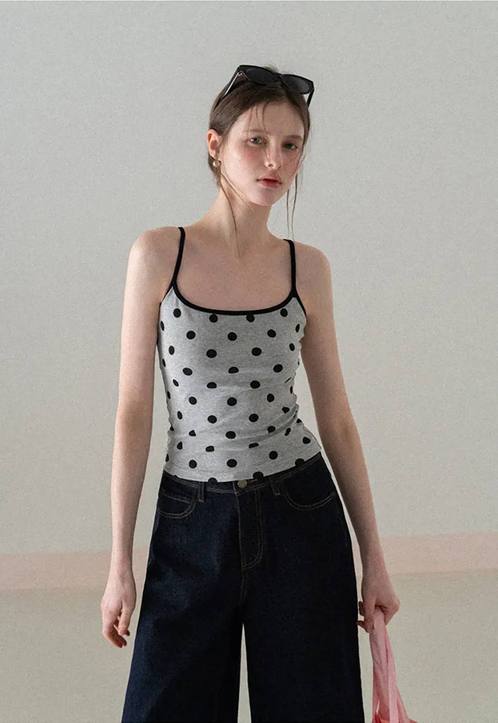 Polka Dot Tank Top with Thin Straps